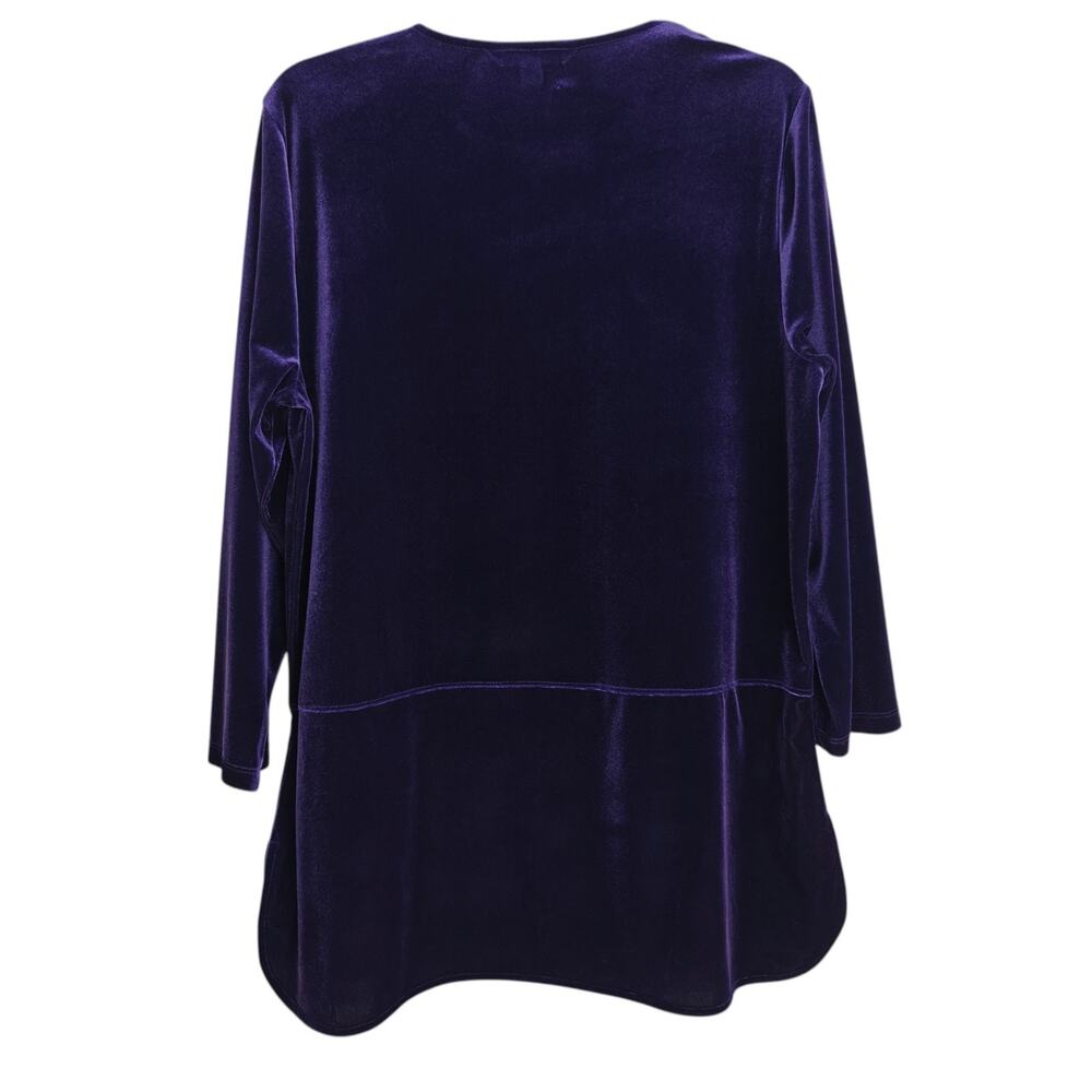 Ralph Lauren Velvet Velour Tunic Top Women's Size XL Purple Gold Buttons Classic - Picture 6 of 8